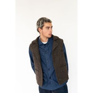 Stable Ireland Brown Irish Tweed Gilet Vest Size Large